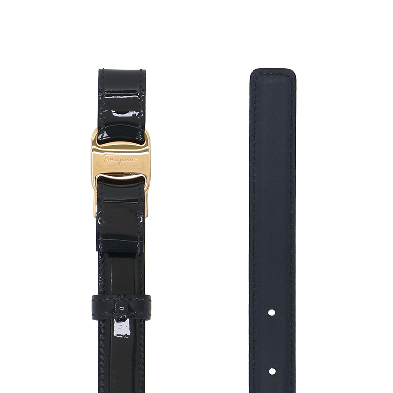 女装菲拉格慕腰带, Salvatore Ferragamo | SALVATORE FERRAGAMO 女士亮黑色腰带 23-A481-562014【包装随机，部分无包装盒】商品图片 独家减免邮费
