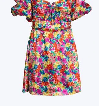 For Love & Lemons | Merrill Puff Sleeve Open-Back Satin Jacquard Mini Dress In Multi 6折, 独家减免邮费