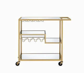 Homezia | 40" X 16" X 37" Gold And Clear Glass Serving Cart,商家Premium Outlets,价格¥3196