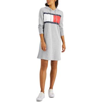 推荐Tommy Hilfiger Womens Logo Hoodie Sweatshirt Dress商品
