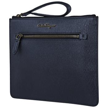 推荐Salvatore Ferragamo Calfskin Leather Document Holder In Navy Blue商品