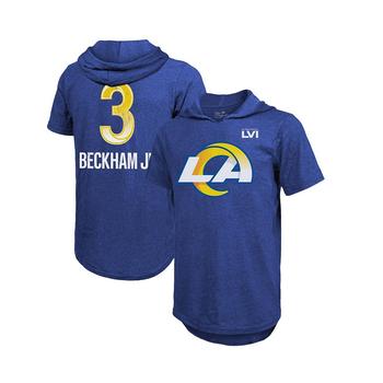 Majestic, Majestic | Men's Threads Odell Beckham Jr. Royal Los Angeles Rams Super Bowl LVI Name Number Short Sleeve Hoodie T-shirt商品图片 7.4折