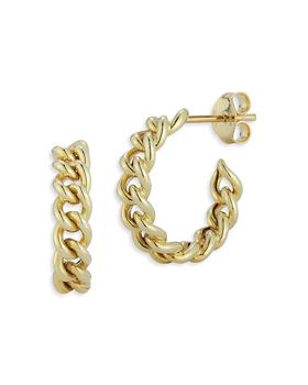 商品14K Yellow Gold Chain Link Small Hoop Earrings图片