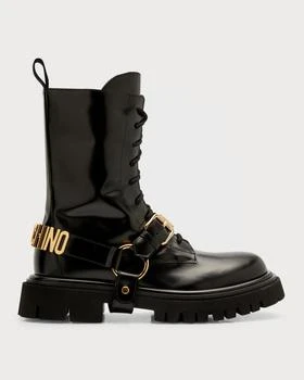 Moschino | Men's Lug Sole Leather Combat Boots 满$200减$50, 满减