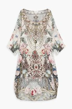 Camilla | Cape-effect embellished printed silk de chine dress 5.5折