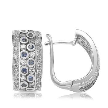 Suzy Levian | Suzy Levian Sapphire and Diamond in Sterling Silver Earring商品图片,3.4折