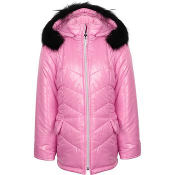 推荐Detachable faux fur hooded jacket with side pockets in pink商品