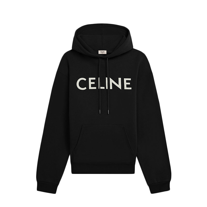 商品Celine | 【预售3-7天】CELINE/赛琳 22年早春新款 男士黑色/白色纯棉正面LOGO宽松连帽衫卫衣2Y321670Q.38AW,商家IWCOCO,价格¥6101图片