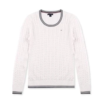 推荐TOMMY HILFIGER 女士卡其色细麻花纹圆领毛衫 76A6105-135商品