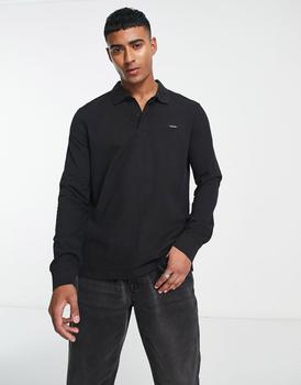 Calvin Klein | Calvin Klein pique polo in black商品图片,5折