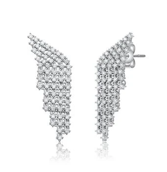 Genevive | Sterling Silver white Gold Plated with Cubic Zirconia Angel Wing Waterfall Earrings,商家Premium Outlets,价格¥1159