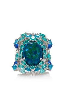 Anabela Chan | Anabela Chan - Ocean Set-Of-Three 18K White Gold; Rhodium Multi-Gem Rings  - Blue - US 7 - Moda Operandi - Gifts For Her,商家Fashion US,价格¥26086