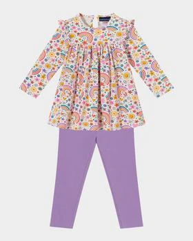 Andy & Evan | Rainbow-Print Babydoll Top W/ Legging Set, Size Nebworn-24M,商家Neiman Marcus,价格¥448