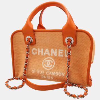 [二手商品] Chanel | Chanel Orange Canvas Deauville Bowling Bag商品图片,6.6折