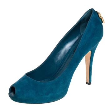 lv高跟鞋, [二手商品] Louis Vuitton | Louis Vuitton Blue Suede Oh Really! Peep Toe Platform Pumps Size 39商品图片 3.8折