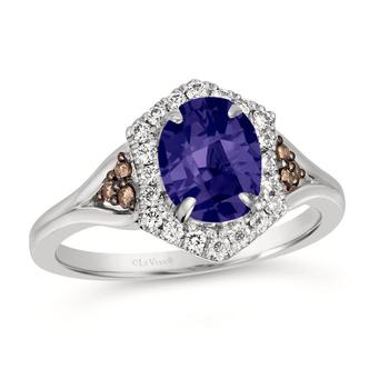 商品Ladies Blueberry Tanzanite Ring set in 14K Vanilla Gold图片