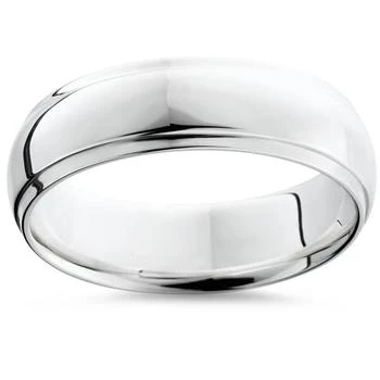 Pompeii3 | Step Cut Polished Wedding Band 14K White Gold Size Selectable,商家Premium Outlets,价格¥4452