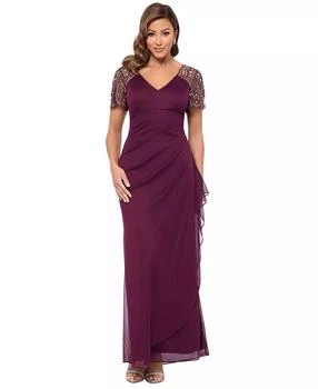 XSCAPE | Beaded-Sleeve Gown,商家Macy's,价格¥1123