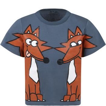 推荐Stella McCartney Kids Blue T-shirt For Boy With Foxes商品
