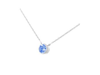 商品.925 Sterling Silver 1/10 Carat Blue Diamond Suspended Bezel-Set Solitaire 16"-18" Adjustable Pendant Necklace Carat Blue,商家Verishop,价格¥1025图片