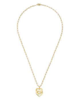 商品18K Yellow Gold Double Coeurs Heart Pendant Necklace, 17.7"图片