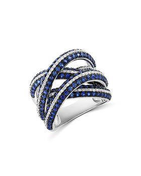商品Bloomingdale's | Blue Sapphire & Diamond Crossover Ring in 14K White Gold,商家Bloomingdale's,价格¥58750图片