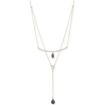 纪梵希项链价格, Givenchy | Gold-Tone Pavé Crystal 2-Row Bar Lariat Necklace, 17" + 3" extender商品图片 