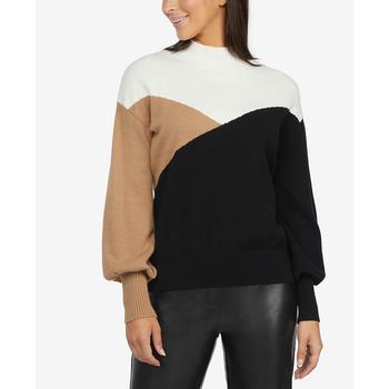 推荐Women's Colorblock Mock Neck Sweater商品