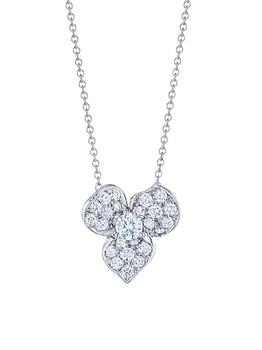 商品Kwiat | Floral 18K White Gold Diamond Pavé Pendant Necklace,商家Saks Fifth Avenue,价格¥28586图片
