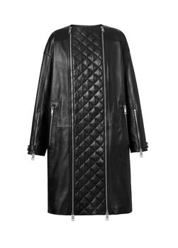 时尚burberry大衣女装, Burberry | Detachable diamond quilted panel leather car coat商品图片 