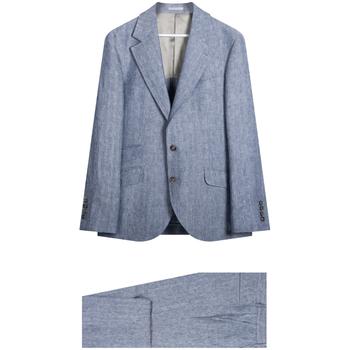 商品BRUNELLO CUCINELLI Herringbone Linen, Wool & Silk-Blend Suit Navy图片