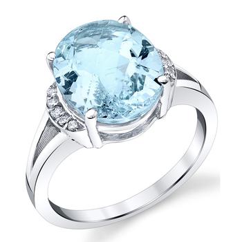 商品Macy's | Aquamarine (4-1/3 ct. t.w.) & Diamond (1/20 ct. t.w.) Ring in Sterling Silver,商家Macy's,价格¥2322图片