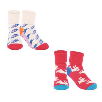 商品Happy Socks | Bunny and carrot non slip socks pack of 2 in red and white,商家BAMBINIFASHION,价格¥114图片