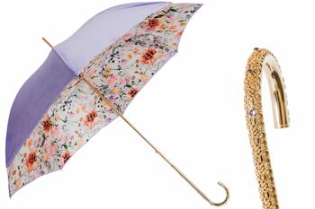 推荐Pasotti 葩莎帝 女士双层田野之花镀金黄铜复古手柄雨伞商品