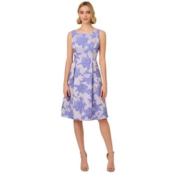 Adrianna Papell | Women's Printed Boat-Neck Sleeveless Dress 