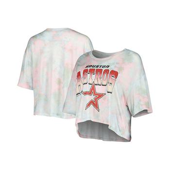 Majestic, Majestic | Women's Threads Houston Astros Cooperstown Collection Tie-Dye Boxy Cropped Tri-Blend T-shirt商品图片 