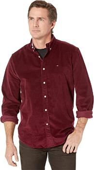 Tommy Hilfiger | TOMMY HILFIGER 男士深红色灯芯绒长袖衬衫 78J4002-601商品图片,满$100享9.5折, 满折