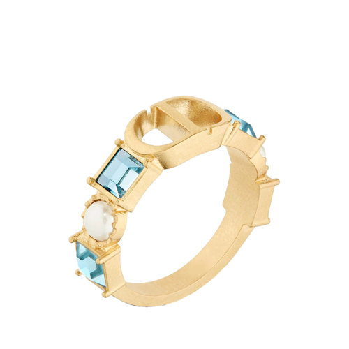 转运珠多少钱, Dior | 【包税】Dior/迪奥 22春夏新款PETIT CD系列 女士金色饰面金属白色树脂珠球饰和淡蓝色透明水晶装饰 R1193PTCCY_D457商品图片 8折×额外9.5折, 包邮包税, 额外九五折