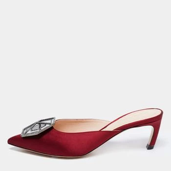 [二手商品] Nicholas Kirkwood | Nicholas Kirkwood Burgundy Satin Eden Crystal Embellished Mules Size 37 3.2折