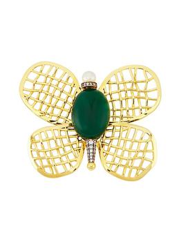 商品Begum Khan | Magically Ever After 24K-Gold-Plated & Multi-Stone Butterfly Brooch,商家Saks Fifth Avenue,价格¥4523图片