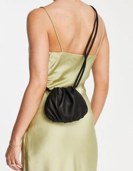 topshop包, Topshop | Topshop Leah leather drawstring crossbody bag in black商品图片 