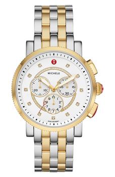 Michele | Women's Sport Sail Diamond Accent Two-Tone Bracelet Watch, 42mm - 0.13 ctw商品图片,5.8折