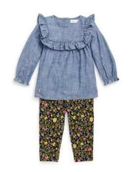 推荐Baby Girl's Two-Piece Ruffled Top & Leggings Set商品