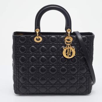 迪奥托特包, [二手商品] Dior | Dior Black Cannage Leather Large Lady Dior Tote商品图片 9.8折