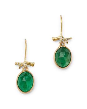 商品18K Yellow Gold Emerald & Diamond Twig Drop Earrings,商家Bloomingdale's,价格¥13650图片
