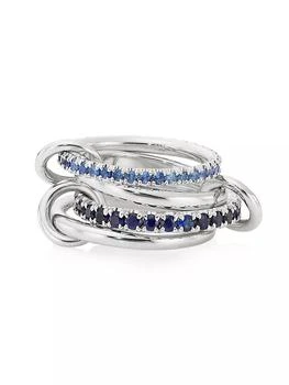Spinelli Kilcollin | 18K White Gold, 1.85 TCW White Diamonds & Blue Sapphire 4-Link Ring,商家Saks Fifth Avenue,价格¥63935