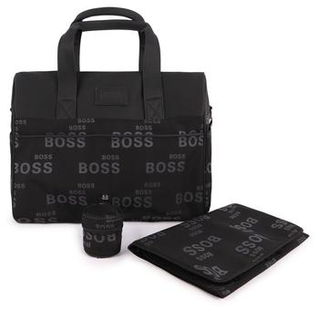 商品Repeated logo baby bag with changing mat and bottle bag in black图片
