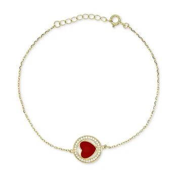 Macy's | Enamel Heart & Cubic Zirconia Chain Bracelet in 14k Gold-Plated Sterling Silver,商家Macy's,价格¥447