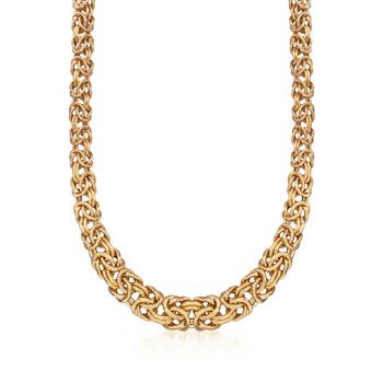 商品Ross-Simons Italian 24kt Gold Over Sterling Graduated Byzantine Necklace图片