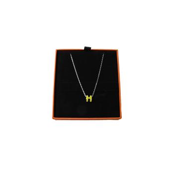 推荐Hermes Mini Pop H Necklace Palladium Hardware Yellow商品